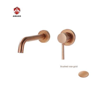 North-Europe style Bathroom Accessories brass Mixer Tap brush rose gold Basin Faucet